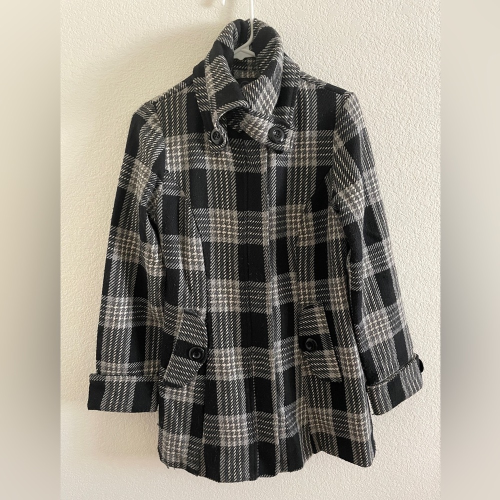 Metropark pea coat in black and gray